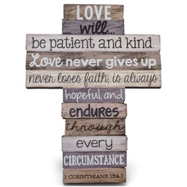 Lighthouse Christian Products Small Love Stacked Wood Wall/Desktop Cross