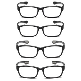 JOON-joon Reading Glasses Men 4 Pairs Ultra Light TR90 Sports Style Blue Light Blocking Readers+3.5(Black&Grey)