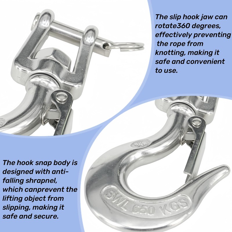 MAMDAFAON 5/16 Inch Chain Hook, 304 Stainless Steel Swivel Slip