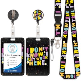 Porta Badge de Collo con Cordino, Portabadge in Plastica con Stampa, ID Badge Lanyard Card Holder, Cavo Staccabile con Clip Retrattile, Protezione Carte per Studenti e Infermiere (Stile 11)