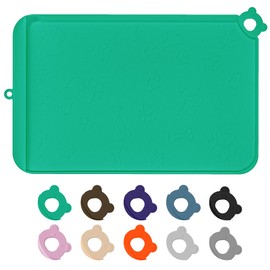 Dog Food Mat, Silicone Dog Mat for Food and Water -Pet Feeding Mats with Residue Collection Pocket, Waterproof Dog Cat Bowl Mats with Raised Edges and Hooks, Placemats for Cats and Dogs Water Bowl