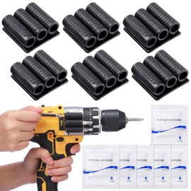 Threlaco 6 Pack Drill Bit Holder Tool Holster Bit Gripper with High Strength Adhesive Bits Holster Drill Bit Holder for Impact Driver Carry up to 6 Driver Bits on the Side of Power Drill or Driver
