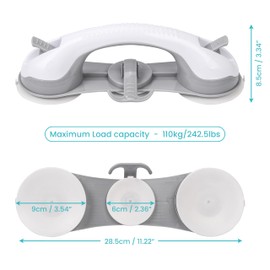 Belle Vous 2 Pack of Handicap Grab Bar Rails with 3 Suction Cups - Safety Handle Disability Support Bar for Bathroom, Shower & Bathtubs - Mobility Aid Hand Rail Accessories for Elderly/Seniors