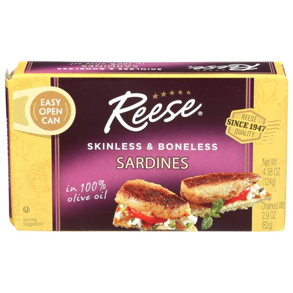 Reese Skinless and Boneless Sardines in 100% Olive Oil, 4.38-Ounces (Pack of 10)