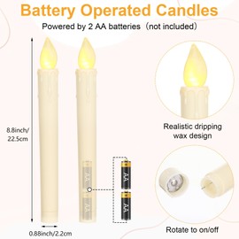 Retisee 50 Pcs Ivory Flameless LED Taper Candles 8.8" Long AA Battery Operated Candles with Dripping Wax Look, Fit Acrylic and Metal Candelabra for Wedding, Church, Christmas Home Decor(No Battery)