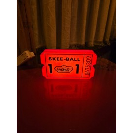 Showbiz Pizza Skee Ball Ticket LED Red Sign - Man Cave, Arcade, Chuck E Cheese