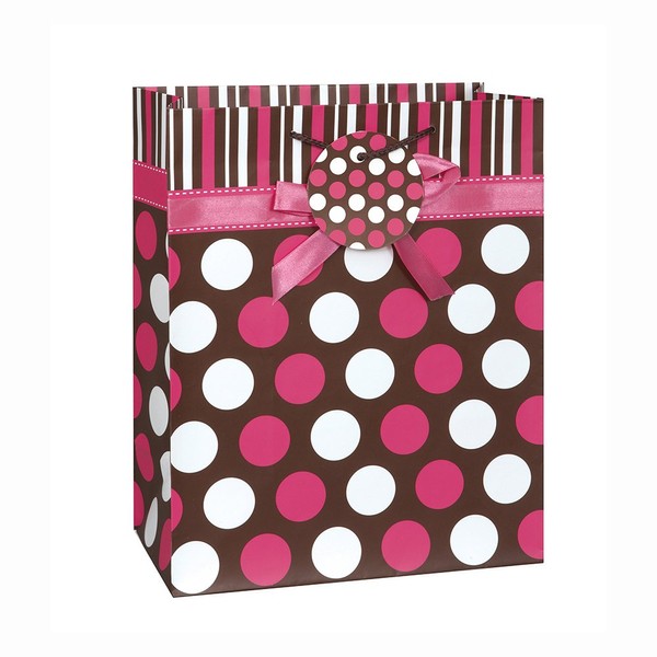 Pink Polka Dot Bow Gift Bag