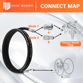 RIDGE WASHER Pressure Washer Whip Hose with Swivel, 3/8'' Power Washer Jumper Hoses, Hose Reel Connector Hoses for Pressure Washing with Adapter Set, 8 FT, 4000 PSI
