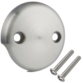 Two-Hole Bathtub Overflow Face Plate, Universal Bathtub Overflow Drain Face Plate Matching Screws(Brushed Nickel)