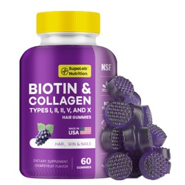 MEGNETA Beauty Gummies with Collagen, Glutathione, Astaxanthin for Hair, Skin, Bone, and Nails, Suitable for Men and Women, Grape Flavor, 60 Gummies