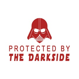 Protected by The Darkside Darth Vader 6" Vinyl Sticker Car Decal (6" Red)