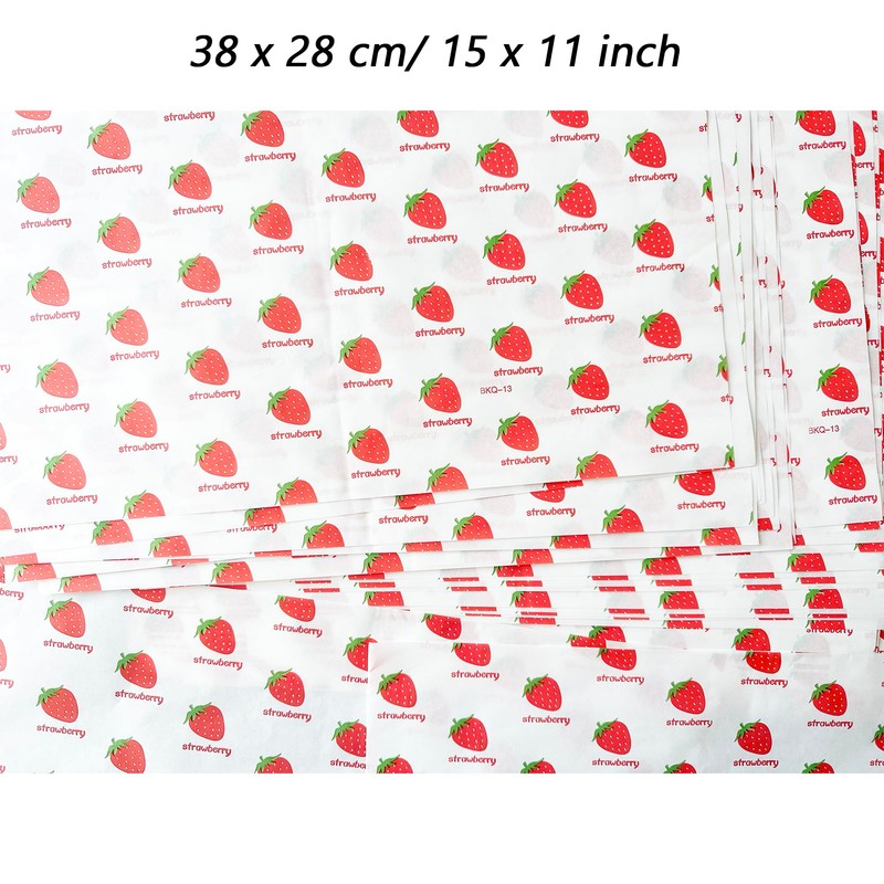 100 Sheets Strawberry Wax Paper 15 x 11 Inch Greaseproof
