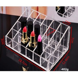 Clear Acrylic Compartment Lipstick Organizer Display Holder Stand Storage (24-Slot Thicken)