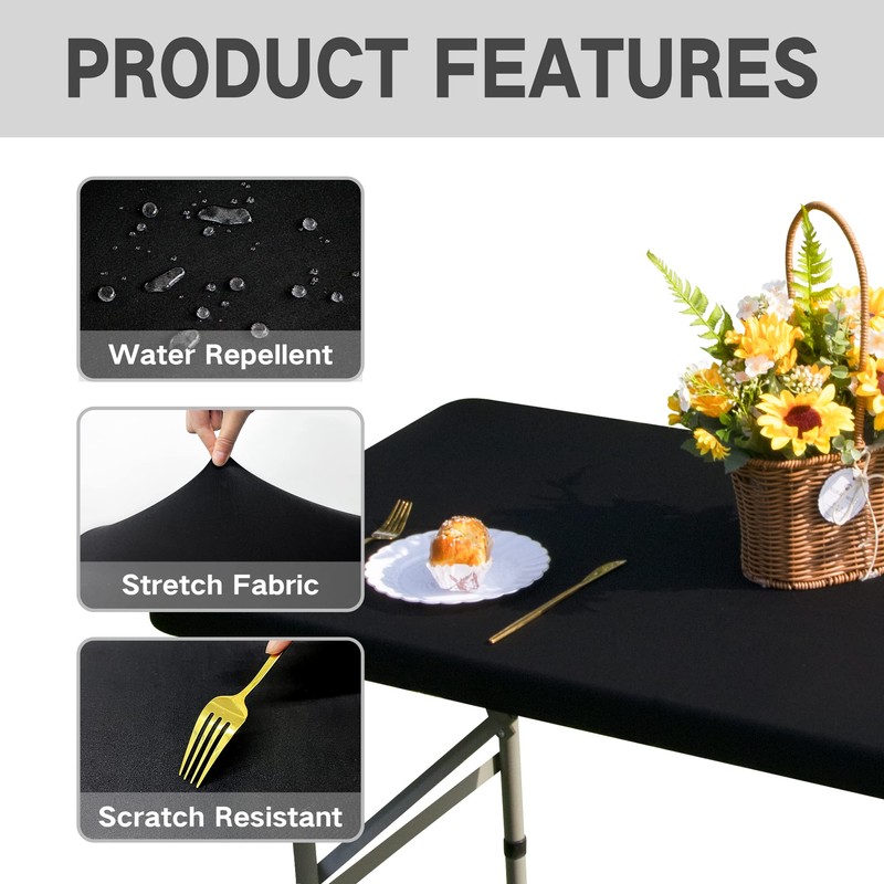 Nacuci Rectangle 4ft Fitted Table Cover Elastic Tablecloth 4ft Stretch