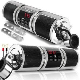 GoHawk RD8 Gen.2 Waterproof Bluetooth Motorcycle Stereo Speakers 7/8-1.25 in. Handlebar Mount MP3 Music Player Audio Amplifier System Scooter Bike ATV, AUX in, USB, FM Radio