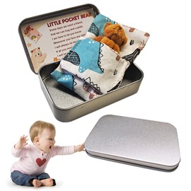 Xerteam Mini Bear Plush Toy, Soft Comfortable Little Pocket Bear Hug, Teddy Bear in a Tin Box Bear Doll Christmas Birthday Gifts for Children (Dark Brown)