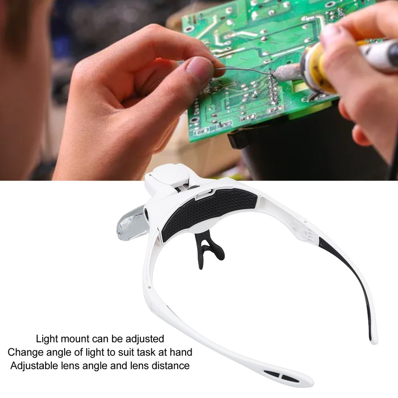 Rechargeable Headband Magnifier Hands Free Head Magnifying Glasses with 4