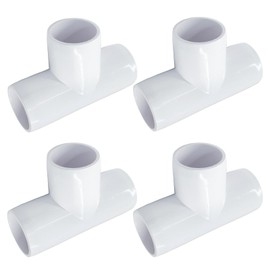 Piutouyar 4 Pcs 1 Inch Tee Elbow PVC Pipe Fitting, 3 Way Furniture Grade Pipe Connector PVC Elbow Fitting Pipe Corner Connector for DIY Shelf Garden Support Structure