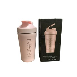 Truvani Stainless Steel Shaker Cup 500ml16.9oz Pink BPA Free Protein Mix