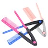 Baluue 3pcs Shaped Hair Straightening Comb Styling Combs for Efficient Hair Straightening Durable Design for Salon and Home Use Rose Red Blue Pink
