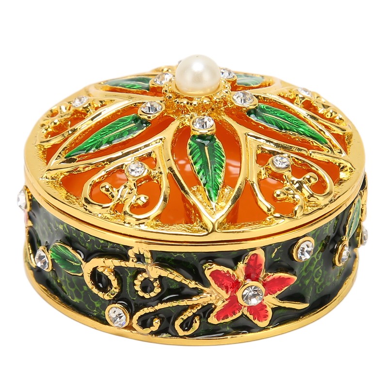 Metal Jewelry Box Innovative Exquisite Hand Painted Hinged Jewelry Organizer
