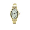 Ladies Oval Case Metal Bangle Cuff Fashion Watch Pearl Dial