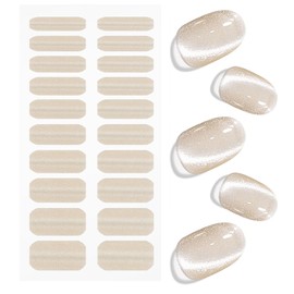 JMEOWIO Nail Foil UV Hardening Cat Eye Apricot UV Gel Nail Strips Nail Stickers Nail Stickers Nail Art Decoration Nail Design Accessories