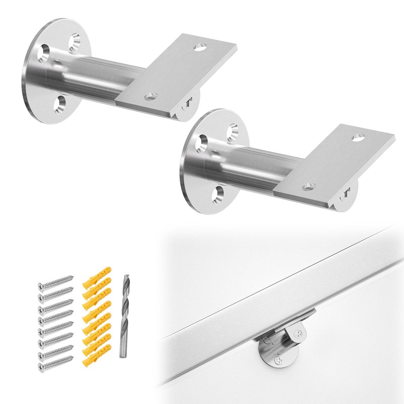 Muzata 2pack Stainless Steel Adjustable Handrail Bracket Angle Flat Bracket