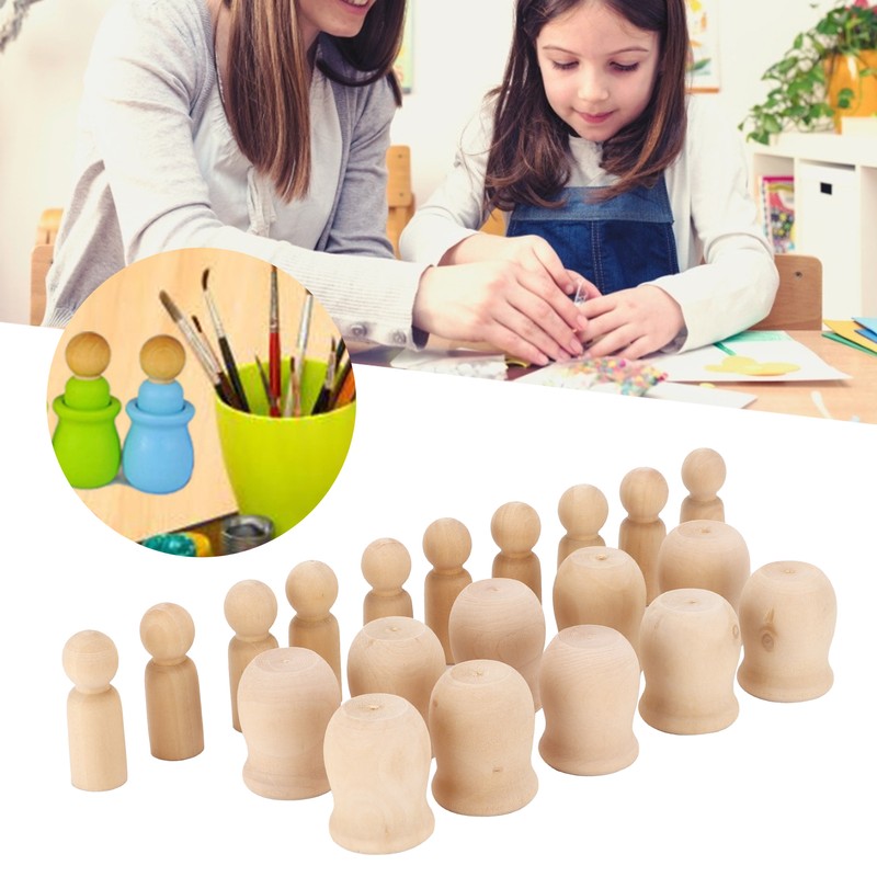 40Pcs Wooden Pegs Natural Unfinished Develop HandsOn Skills Wood Crafts