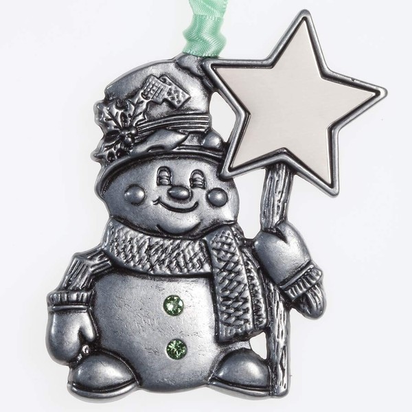 Fox Valley Traders Personalized Pewter Birthstone Snowman Ornament, August