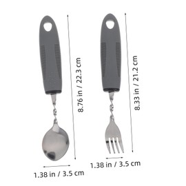 Ipetboom 2pcs Adaptive Utensil Set for Seniors Stainless Steel Tremor Fork and Spoon with Built Up Handles for Stroke and Arthritic Hands Easy to Clean Reusable Silverware