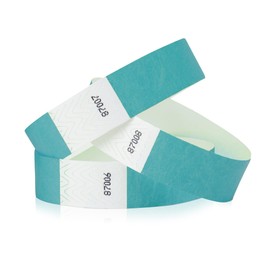 100 WristCo Caribbean Blue Tyvek Wristbands for Events - Comfortable Tear Resistant Paper Bracelets ID Wrist Bands for Concerts Festivals Admission Party Identification