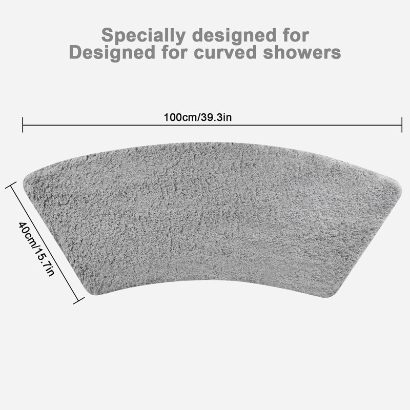 RUCUDIM Fan-shaped Curved Bath Mat, Bath Mats Non Slip Bathroom