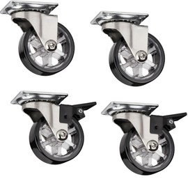 Set of 4 Decorative Design Furniture Castors RAPID Castors Diameter 50 mm Black (2 x with Brake + 2 without Brake), Load Capacity 35 kg, Height 64 mm, Furniture Castors from SOTECH