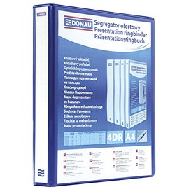 DONAU 2788404PL-10 Presentation Ring Binder Presentation / Blue / 4-D Ring Mechanism DIN A4 Filling Height 40 mm / with Pockets / Pack of 1