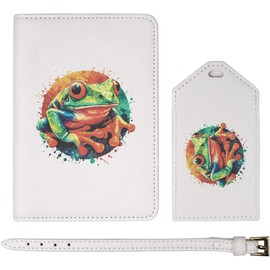 Azeeda 'Tree Frog' Passport Cover & Luggage Tag Travel Set (PA00029292)