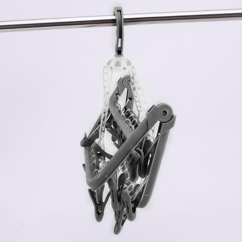 Klomveris 32‑Peg Folding Sock Drying Hanger,Rotatable Plastic Laundry Airer