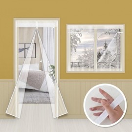 Windproof Draft Blocker Thermal Curtain / Vinyl Barrier for Doors & Windows Cold Wave Preparedness Standard Magnetic Wind Barrier 100x210 2ea