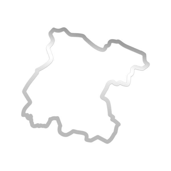 Guanajuato State Shaped Premium Sticker Decal Chrome Mirror Silver Metallic