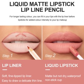 FantasyDay 6 Matte Lipstick with 6 Lipliners Durable Lip Gloss Long-Lasting Non-Stick Cup Not Fade Waterproof High Pigmented Velvet Lipgloss Kit Beauty Cosmetics Makeup for Girls(12PCS)