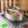 Stainless Steel Fish Steamer Set,Multi-Use Oval Steamer Pot with Glass
