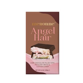 Meronne Angel Hair Chocolate Bar – Dark Chocolate with Pistachio Cream & Cotton Candy | 6.35 oz
