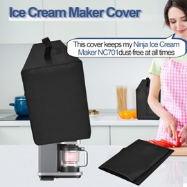 Ice Cream Maker Cover for Ninja Swirl by CREAMi Ice Cream and Soft Serve Maker NC701, Heavy Duty Ice Cream Maker Waterproof Protective Cover for Ninja Ice Cream Maker (Black, 16.5×11×17in)