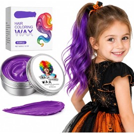 Cera Para Pintar Cabello, Tinte Temporal Para Cabello, Cera Temporal Para Teñir El Cabello, Color Pelo Moda, Color Duradero, para Niños y Adultos, para Halloween, Navidad, Fiestas y Uso Diario (Morado)