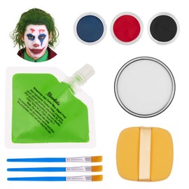 Halloween Joker Clown Make-Up Set with Green Hair Wax and Face Paints