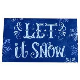 Let It Snow Door Mat - 18" x 30", Blue, White, Snowflakes, Indoor Doormat, Christmas Decoration, Front Door Decor, Classroom, Home, Porch, Patio, Office