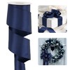 HUIHUANG Navy Blue Satin Wired Ribbon 2.5 inch Navy Wire