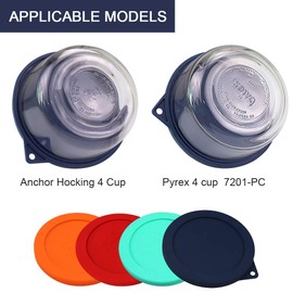 Sophico 4 Cup Round Silicone Storage Cover Lids Replacement for Anchor Hocking and Pyrex 7201-PC Glass Bowls (Container not Included) (Navy Blue-2 Pack)