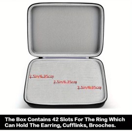 Classic Vinyl Ring Organizer Storage Case 42 Slots Rectangle Fabric Display Box for Rings Earrings Brooches Made Fujian LG-Q079color: Black