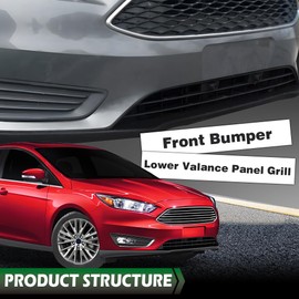 GRAND ORANGE Front Bumper Lower Valance Panel Grill Black Compatible with Ford Focus S ST SE Titanium 2015-2016, Fits Ford Focus S ST SE SEL Titanium 2017-2018 F1EZ17626A, F1EZ17626ALE, FO1095266